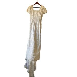 NWT vintage square neckline beaded maxi gown wedding prom xs